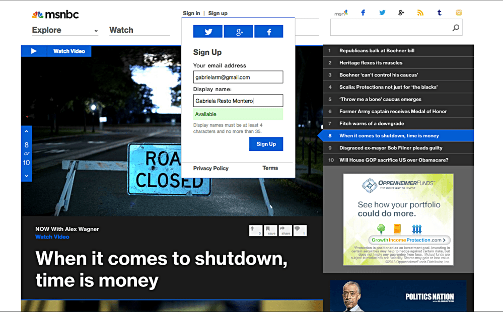 At the top of the website, click on “Sign up.” Enter your real email address and in the “display name” enter the name you want to go by on the site.