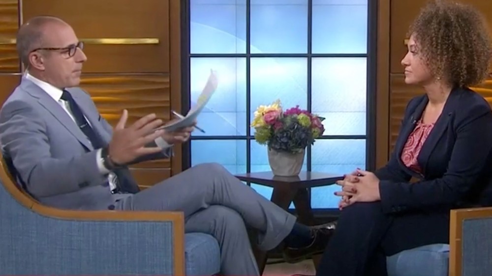 Rachel Dolezal is interviewed by Matt Lauer on the Today show, June 16, 2015. (Screen shot courtesy of NBC)
