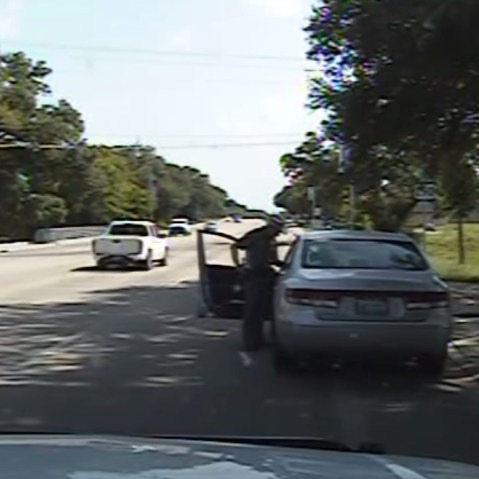 A still from a police dashcam video showing Sandra Bland's arrest. (Photo by Texas Department of Public Safety/YouTube)