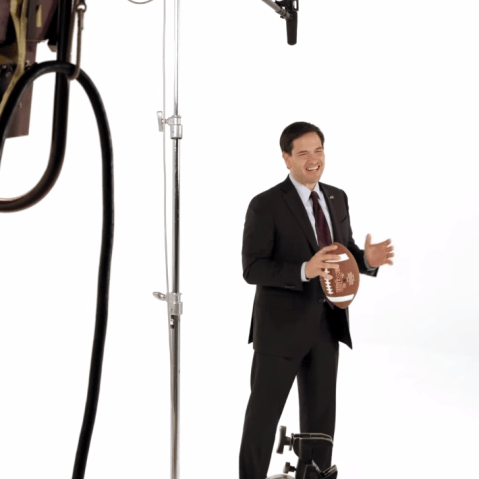 Screengrab from Marco Rubio's campaign ad, "Marco Rubio: Catching Footballs, Fielding Questions." (Courtesy of Marco Rubio for President)