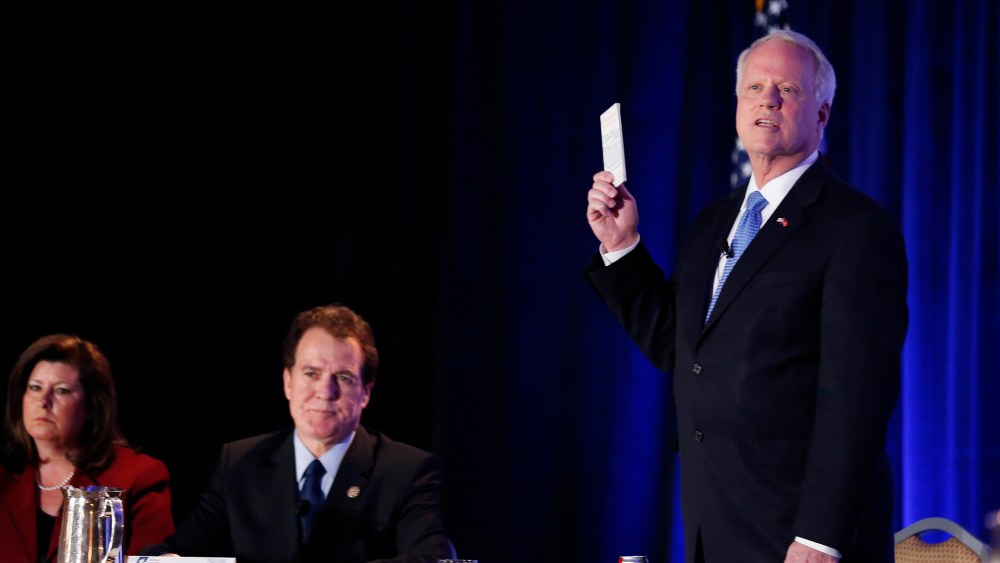 Candidate for U.S. Senate Rep. Paul Broun, R-Ga. during a forum Monday, Jan. 27, 2014, in Atlanta.