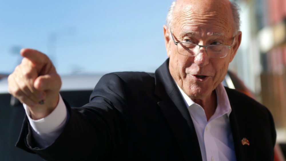 Sen. Pat Roberts, R-Kan., points to supporters during a campaign stop in Leavenworth, Kan., on Oct. 30, 2014.