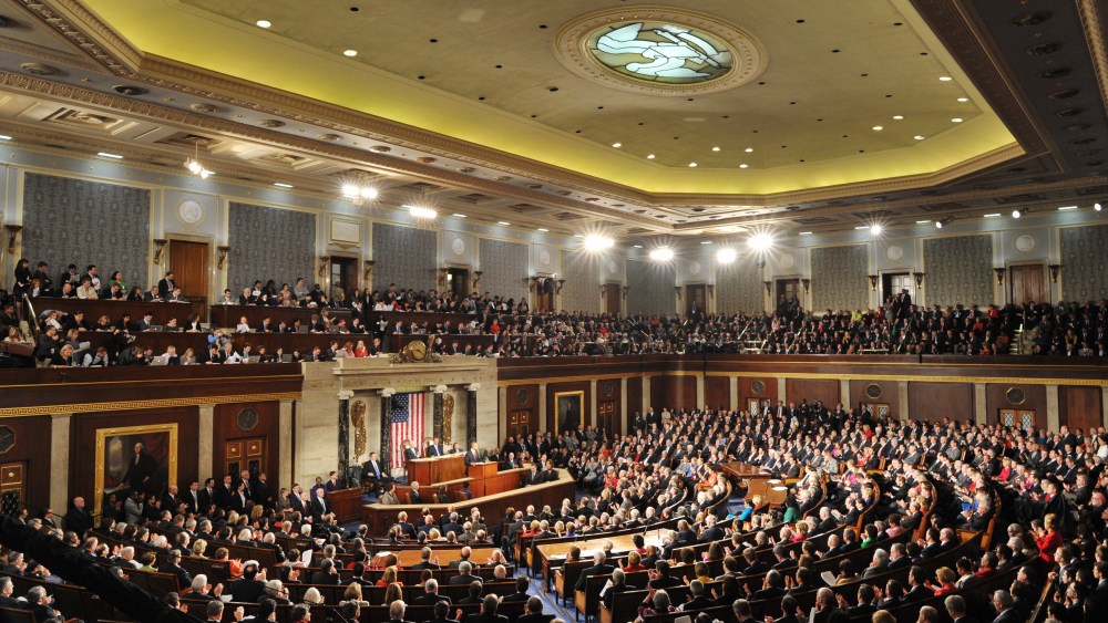 President Obama delivers his State of the Union address before a joint session of Congress on January 24, 2012. (Photo by Mladen Antonov/AFP/Getty Images)