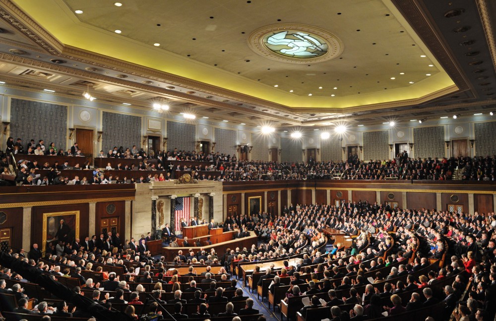 President Obama delivers his State of the Union address before a joint session of Congress on January 24, 2012. (Photo by Mladen Antonov/AFP/Getty Images)