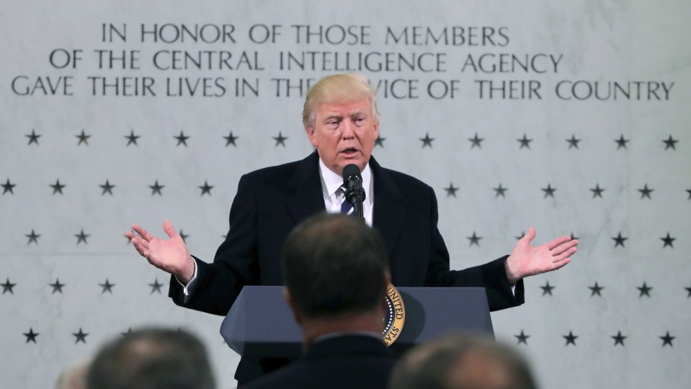 Image: U.S. President Donald Trump delivers remarks during a visit to the Central Intelligence Agency (CIA) in Langley, Virginia U.S.