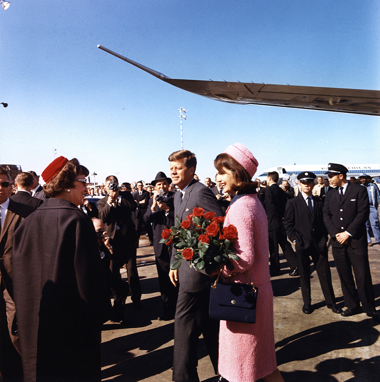 President and Mrs. Kennedy arrive at Love Field, Dallas, Texas, Nov. 22, 1963.