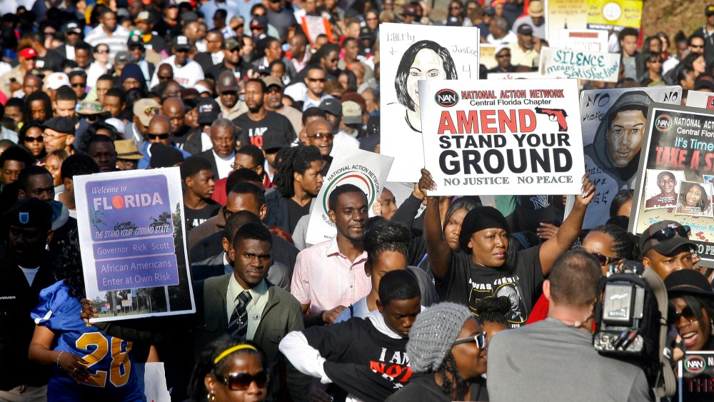 Hundreds of march to the Florida State Capitol on March 10, 2014, during a rally in Tallahassee, Fla.