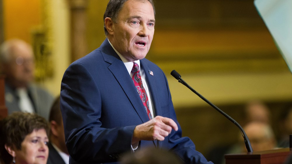 Utah Governor Gary R. Herbert, delivers his State of the State address from the House of Representatives at the State Capitol in Salt Lake City, Jan. 27, 2016. (Photo by Scott G Winterton/Deseret News/AP)