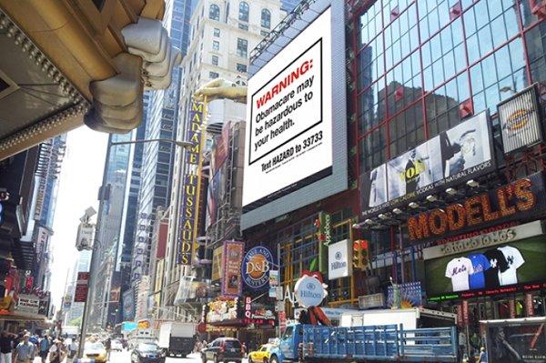 Taking an anti-healthcare message to Times Square