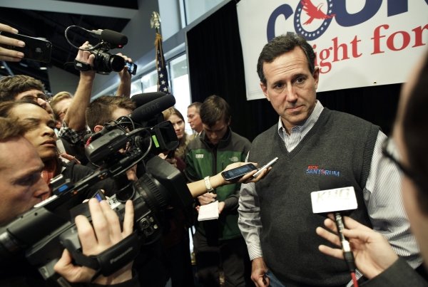 As Santorum gains more attention, he raises the rhetorical temperature.