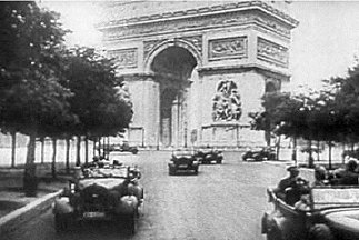 Nazi officers parading in Paris, 1940.