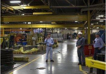 The factory floor at American Spring Wire in Bedford Heights, Ohio.