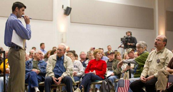 Hiding from town-hall hollering