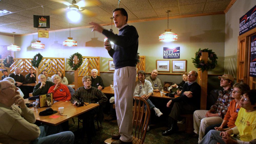 Mitt Romney likes to stand on stuff