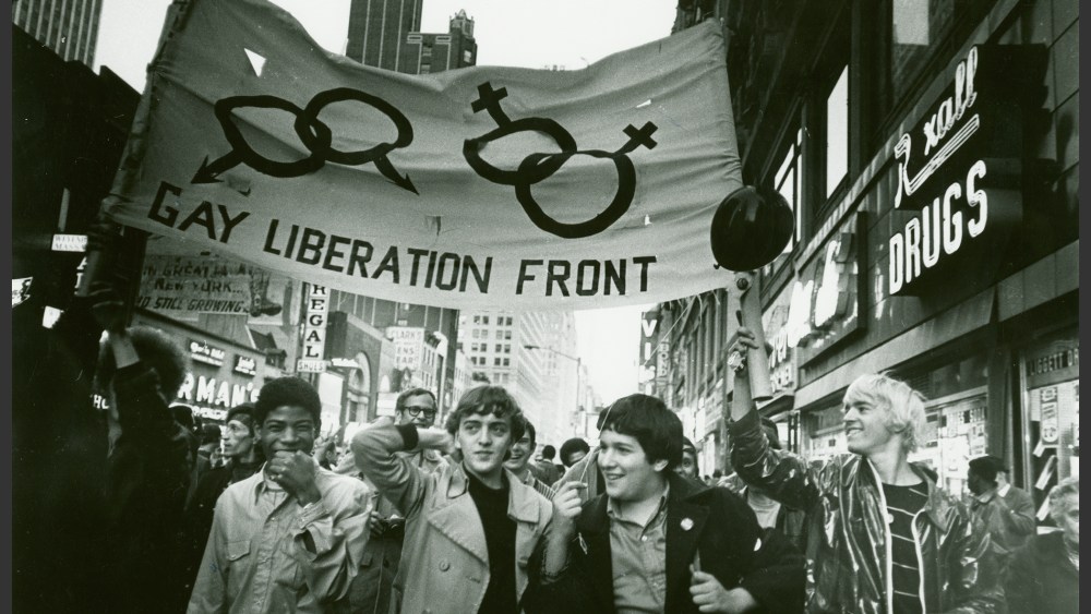 Gay Liberation Front march on Times Square in New York, N.Y., 1969 (Photo by Diana Davies/The New York Public Library).