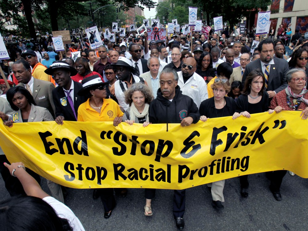 File Photo: The Rev. Al Sharpton, center, walks with demonstrators during a silent march to end the "stop-and-frisk" program in New York, Sunday, June 17, 2012. Thousands of protesters from civil rights groups walked down New York City’s Fifth Avenue...