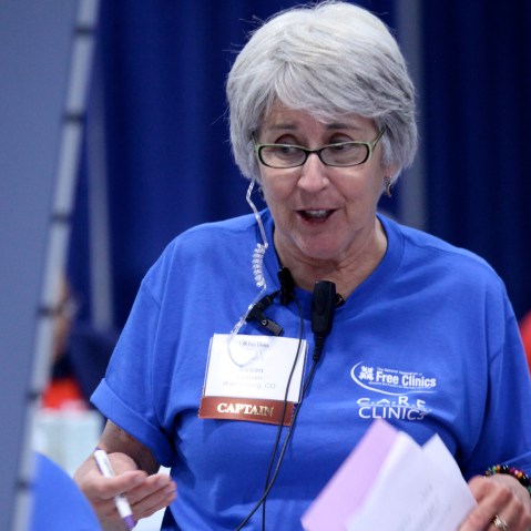 Susan Buechel Conklin volunteers at one of the NAFC Clinics (Image provided by NAFC)