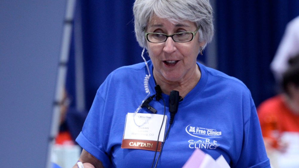 Susan Buechel Conklin volunteers at one of the NAFC Clinics (Image provided by NAFC)