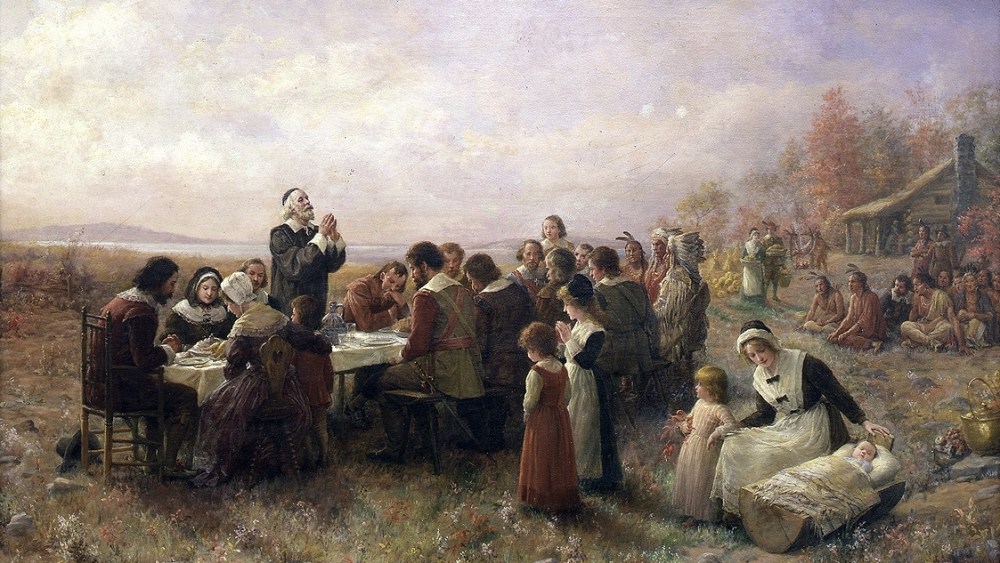 "The First Thanksgiving at Plymouth" (1914) By Jennie A. Brownscombe