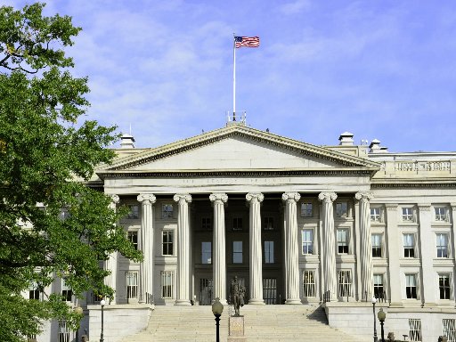 (FILES)The US Treasury Department is seen in this October 29, 2008 file photo in Washington, DC. KAREN BLEIER/AFP/Getty Images