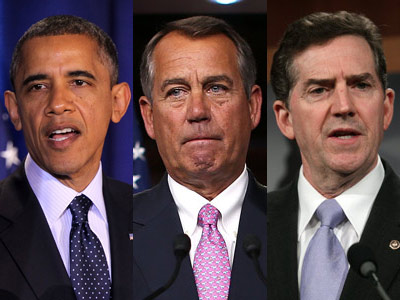 House Speaker John Boehner caught in the middle of fiscal cliff negotiations. (Alex Wong/Getty Images; Lauren Victoria Burke/AP Photo)