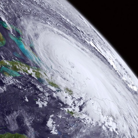 An already colossal Hurricane Joaquin swirls in this satellite image taken Oct. 1, 2015 at 8 a.m. EDT. (Photo by NOAA/AP)