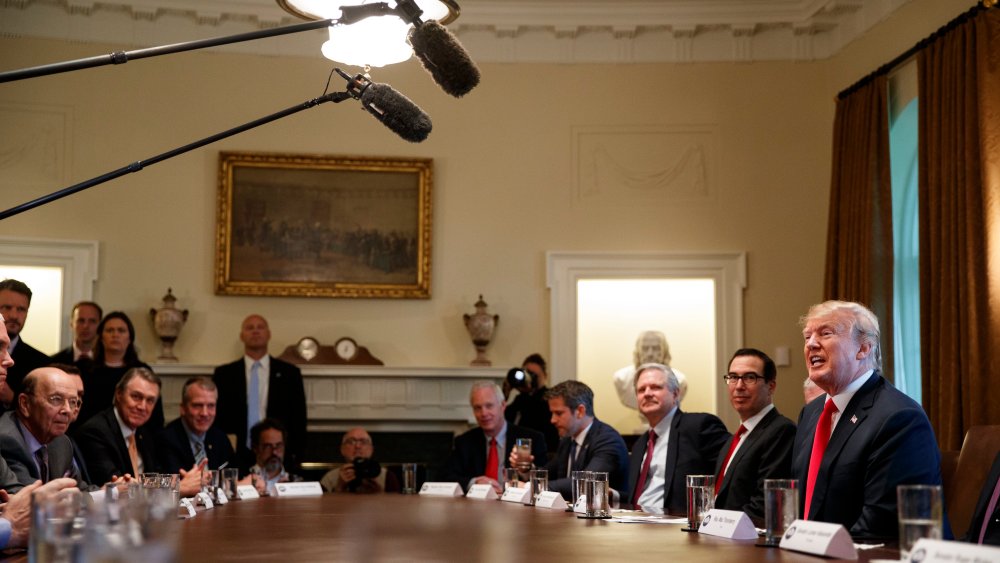 President Donald Trump speaks during a meeting with Republican members of Congress on immigration in the Cabinet Room of the White House, Wednesday, June 20, 2018, in Washington.