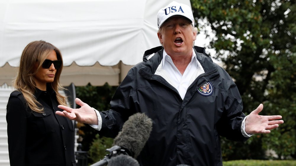 Image: Trump speaks before departing Washington for Florida