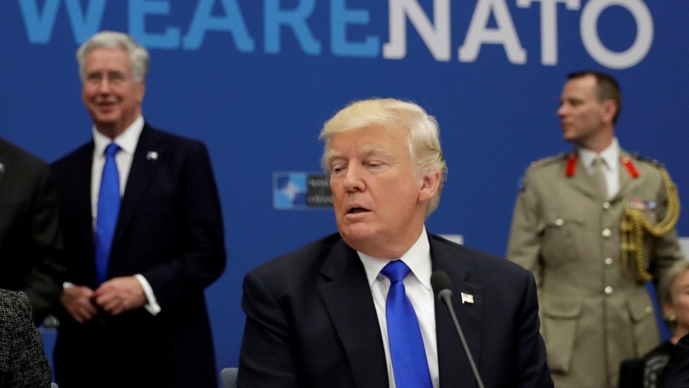 Image: FILE PHOTO: U.S. President Donald Trump attends a working dinner meeting at the NATO headquarters in Brussels