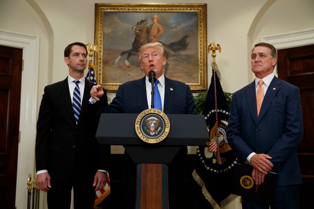 Image: Donald Trump, Tom Cotton, David Perdue