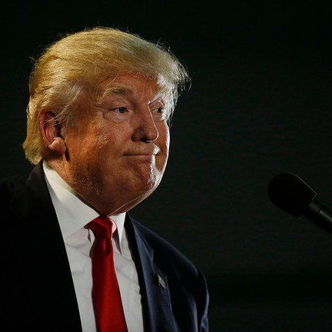 In this photo taken June 2, 2016, Republican presidential candidate Donald Trump pauses during a rally in San Jose, Calif. (Photo by Jae C. Hong/AP)