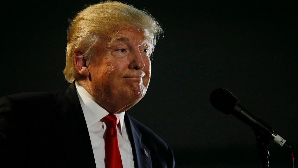 In this photo taken June 2, 2016, Republican presidential candidate Donald Trump pauses during a rally in San Jose, Calif. (Photo by Jae C. Hong/AP)