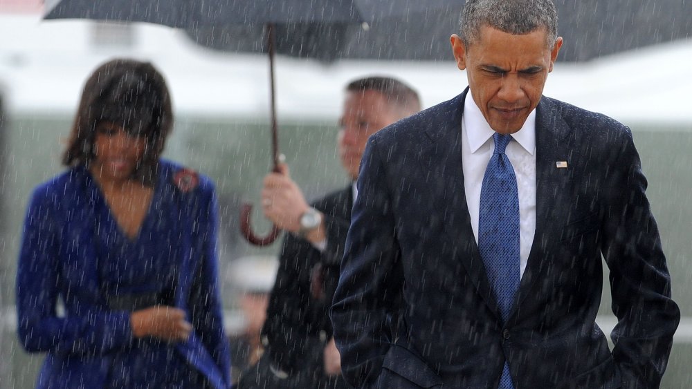 President Barack Obama arrives to board Air Force One at Andrews Air Force Base in Maryland on April 18, 2013.
