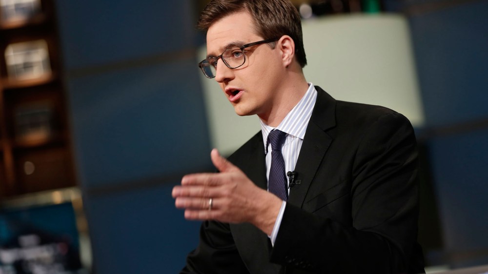 Chris Hayes on set.