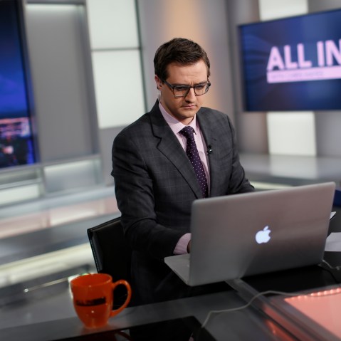 Chris Hayes on set.