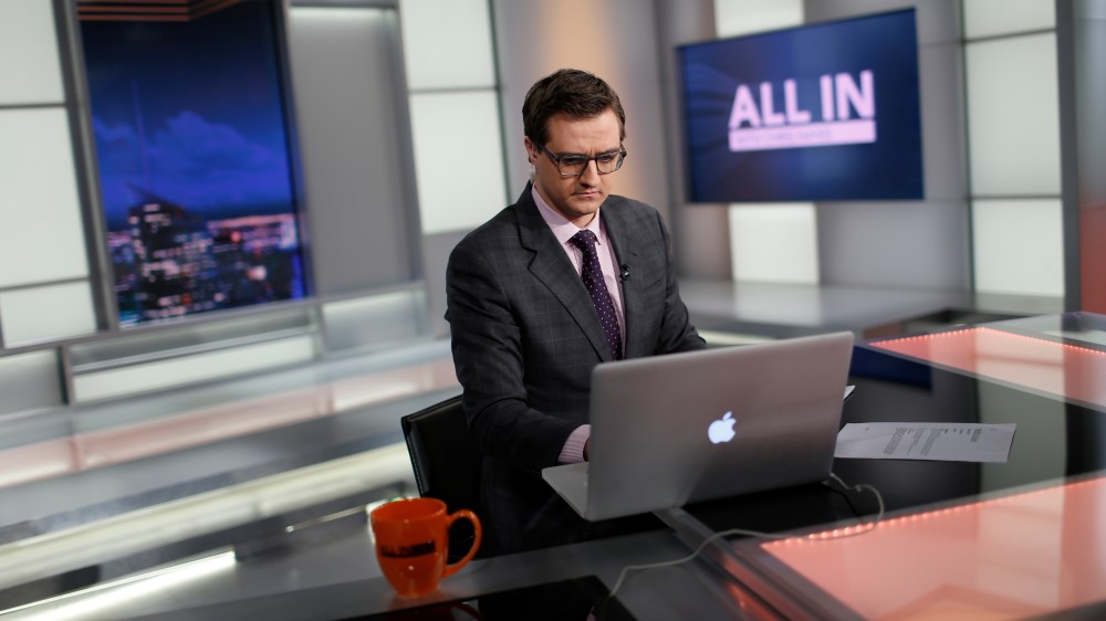 Chris Hayes on set.
