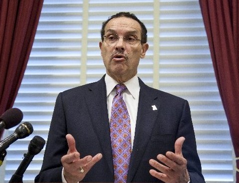 Washington, D.C. Mayor Vincent Gray speaks at a news conference on Capitol Hill in Washington, Tuesday, May 29, 2012, to object to actions by House Republicans whom he and Congresswoman Eleanor Holmes Norton, D-D.C., say are targeting D.C.'s home-rule...