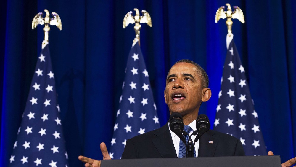 Obama speaks about NSA surveillance techniques, Jan. 17, 2014.