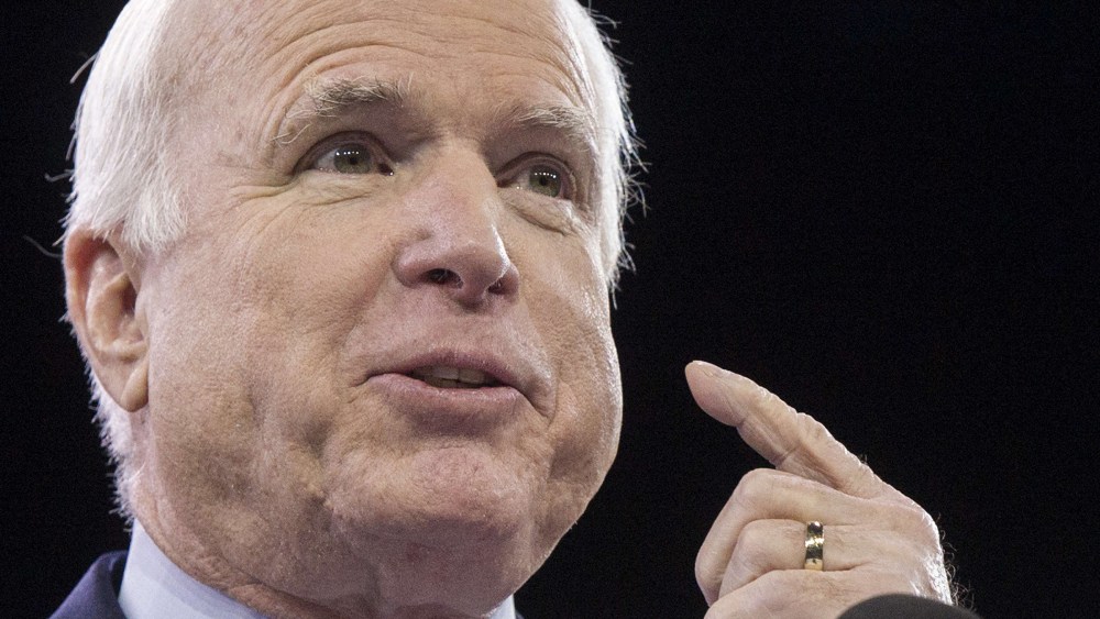 Senator John McCain, R-AZ, delivers remarks during the morning general session of the American Israeli Political Action Committee (AIPAC) Conference in Washington, D.C., March 3, 2014.