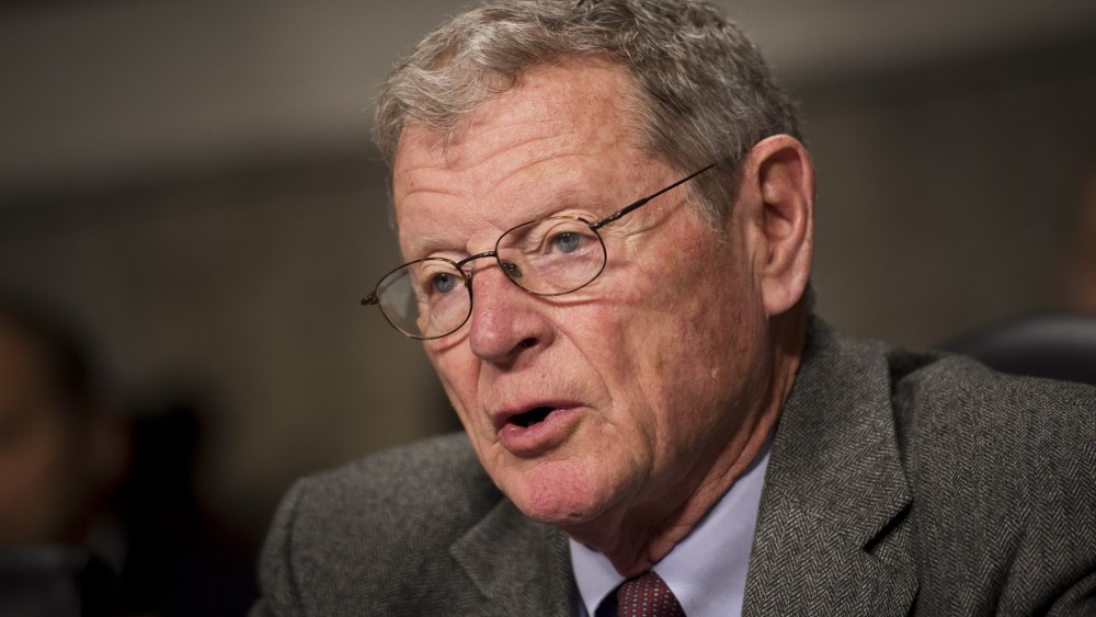 Senator James Inhofe, R-OK, ranking member of the Senate Armed Services Committee, speaks during a hearing on March 13, 2014 on Capitol Hill in Washington, D.C.