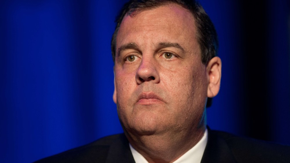 New Jersey Governor Chris Christie attends the New Jersey Chamber of Commerce 77th annual dinner in Washington on April 22, 2014.