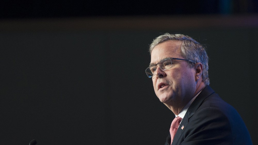 Former Florida Republican Governor Jeb Bush speaks at the 2014 National Summit on Education Reform in Washington, DC on Nov. 20, 2014. (Saul Loeb/AFP/Getty)