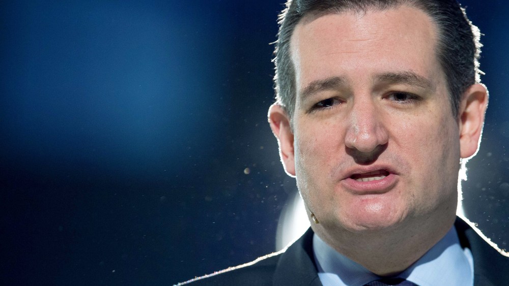 Sen. Ted Cruz (R-TX) delivers remarks announcing his candidacy for the Republican nomination to run for US president March 23, 2015, inside the Vine Center at Liberty University, in Lynchburg, Va. (Photo by Paul J. Richards/AFP/Getty)