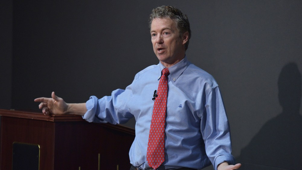 Senator Rand Paul, R-KY, speaks during a discussion on reforming the criminal justice system at Bowie State University in Bowie, Md. on March 13, 2015. (Photo by Mandel Ngan/AFP/Getty)