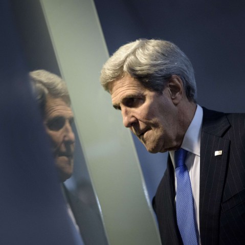 US Secretary of State John Kerry arrives for a closed briefing on Capitol Hill on Nov. 19, 2015 in Washington, D.C. (Photo by Brendan Smialowski/AFP/Getty)