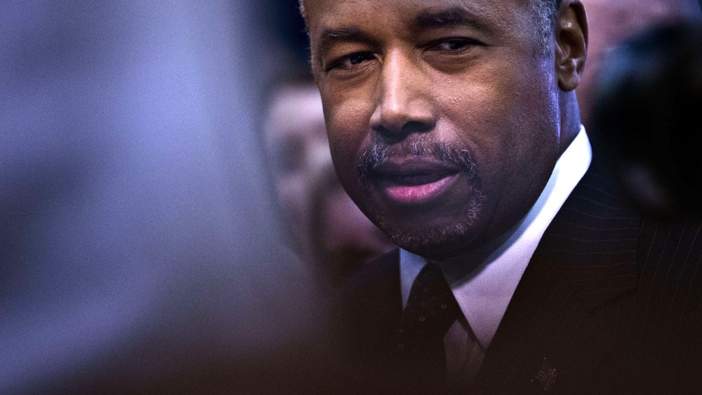 Republican presidential candidate retired neurosurgeon Ben Carson speaks with the media in the Spin Room following the Republican Presidential Debate on Dec. 15, 2015 in Las Vegas, Nev. (Photo by L.E. Baskow/AFP/Getty)