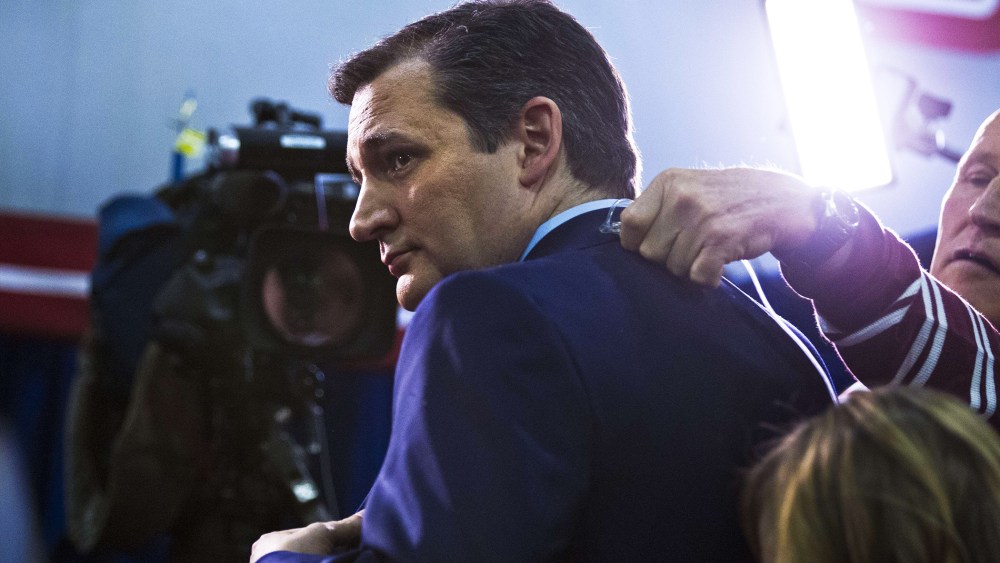 Republican presidential candidate Texas Sen. Ted Cruz looks to the crowd after an interview in the Spin Room following the Republican Presidential Debate, hosted by CNN, at The Venetian Las Vegas on Dec. 15, 2015 in Las Vegas, Nev. (L.E. Baskow/AFP/Getty)