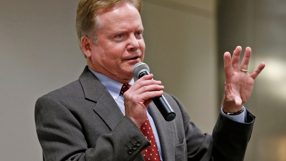 Former US Sen. Jim Webb, D-Va., speaks at the Virginia State Capitol in Richmond, Va., on Dec. 3, 2014. (Photo by Steve Helber/AP)