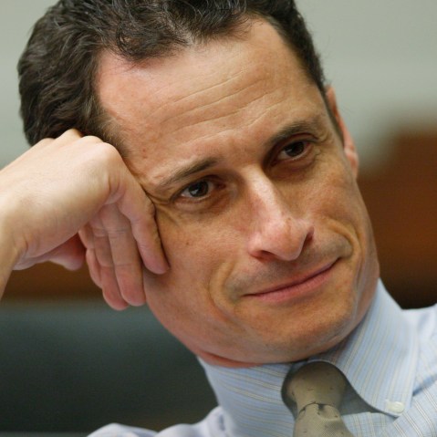 The former congressman leads his opponent, trails Council Speaker Christine Quinn, 27% to 18% in the New York City mayoral race. (AP Photo/Charles Dharapak)