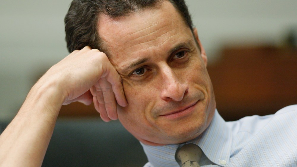 The former congressman leads his opponent, trails Council Speaker Christine Quinn, 27% to 18% in the New York City mayoral race. (AP Photo/Charles Dharapak)